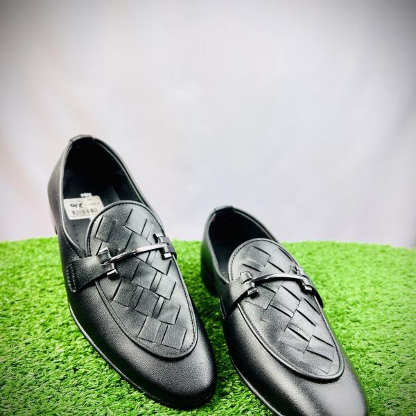 Men's Premium Black Loafers with Woven Detailing