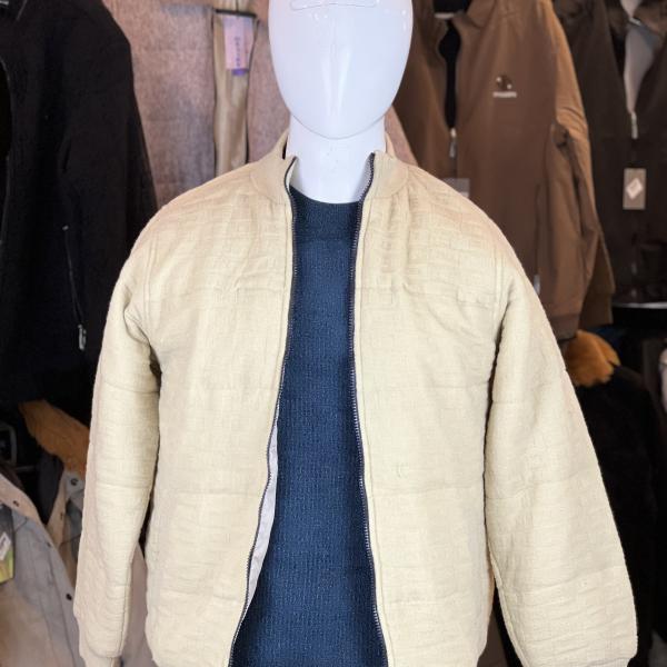 Men’s Beige Quilted Bomber Jacket