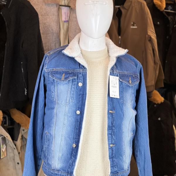 Sherpa-Lined Blue Denim Jacket