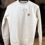 Cream Crewneck Sweatshirt with Embroidered Logo