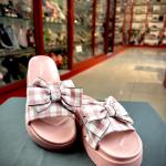 Plaid Bowknot Platform Slides